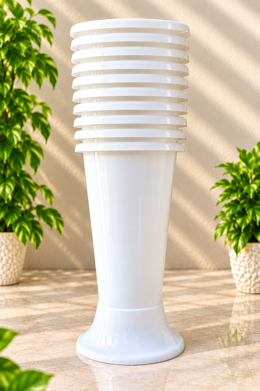 Set of 4 Plastic Pots, 8 Inch Width - 17 inch Height