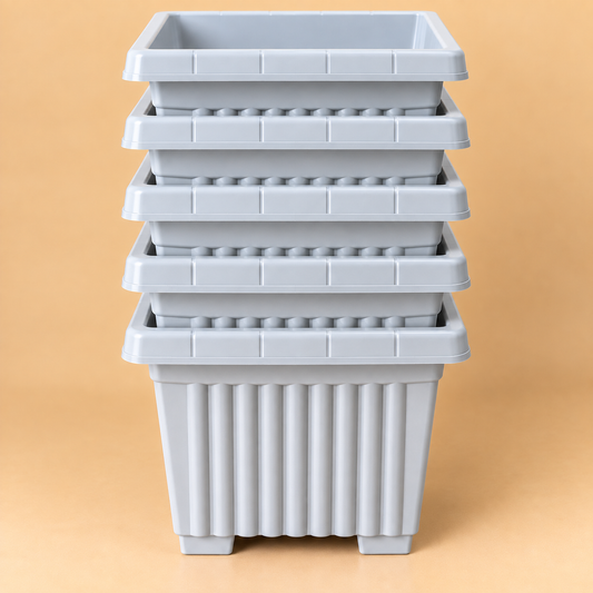 Set of 5 Plastic Pots, 12 Inch Width - 11 Inch Height