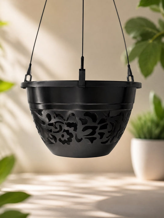 Set of 5 Hanging Plastic Pots, 8 Inch Width - 4.5 Inch Height