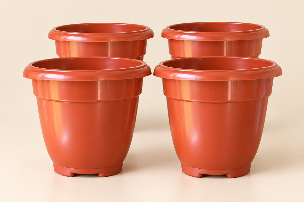 Set of 5 Plastic Pots,  14 Inch Width -  13 Inch Height