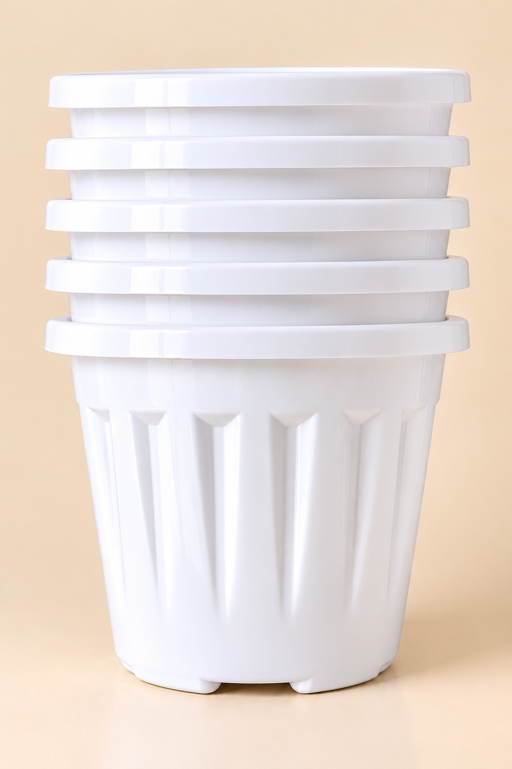 Set of 5 Plastic Pots,   12 Inch Width -  10 inch Height
