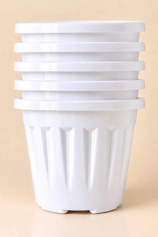 Set of 5 Plastic Pots,   12 Inch Width -  10 inch Height