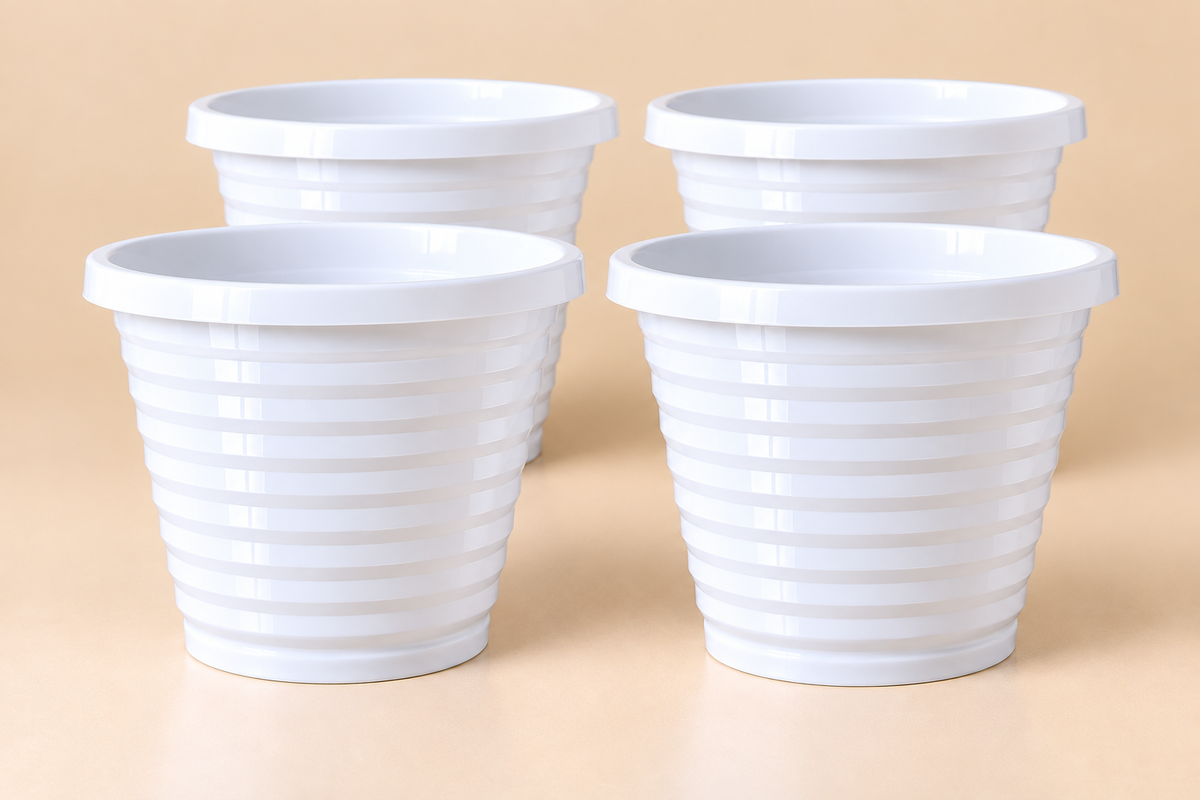 Set of 5 Plastic Pots,   12 Inch Width -  10 inch Height