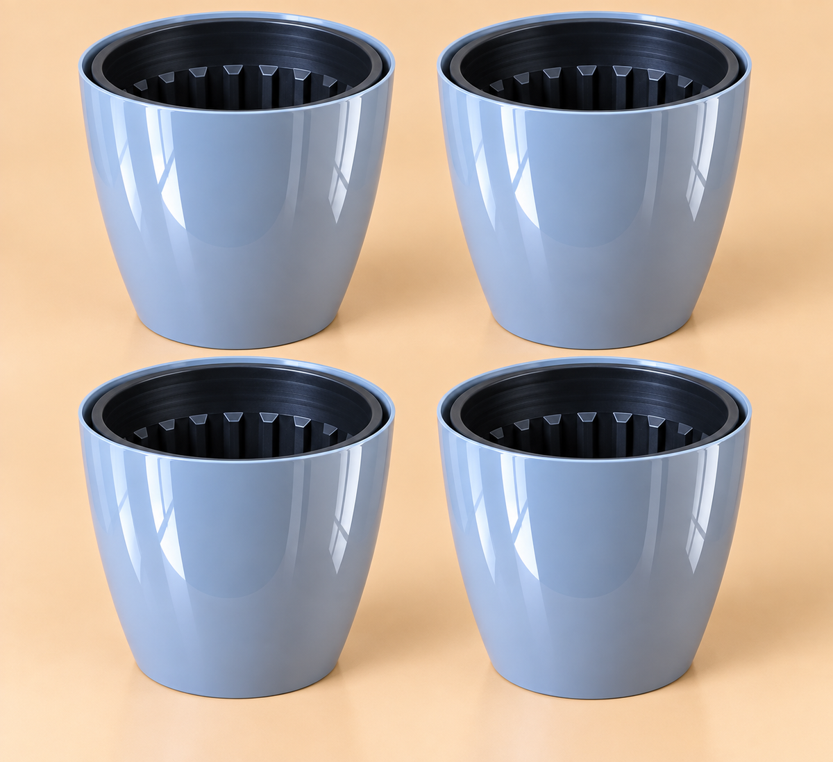 Set of 5 Self Watering Plastic Pots,   10 Inch Width -  8 Inch Height