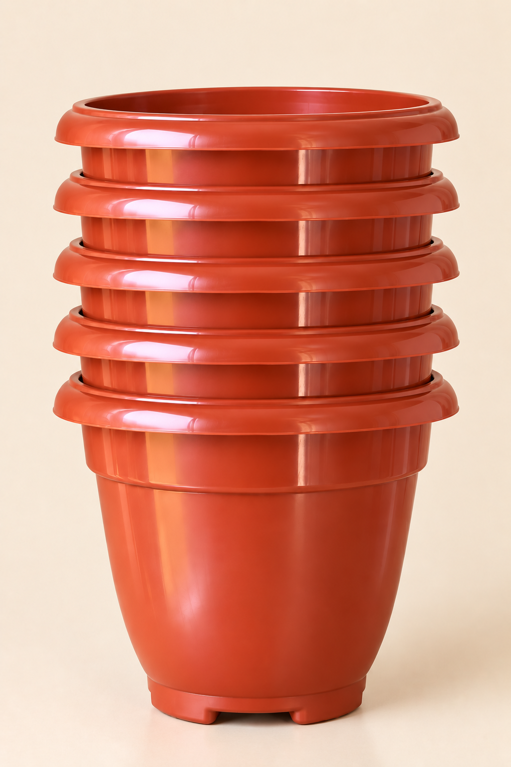 Set of 5 Plastic Pots,  14 Inch Width -  13 Inch Height