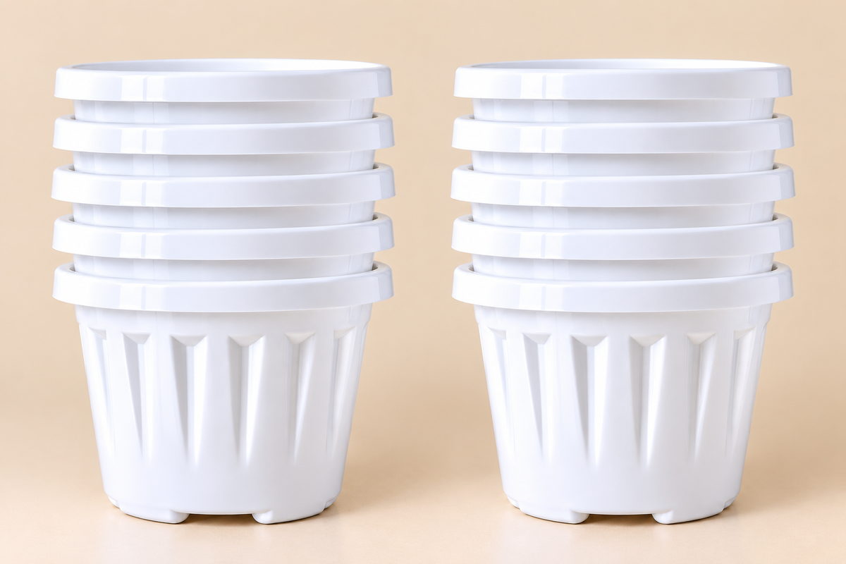 Set of 10 Plastic Pots,   12 Inch Width -  10 inch Height