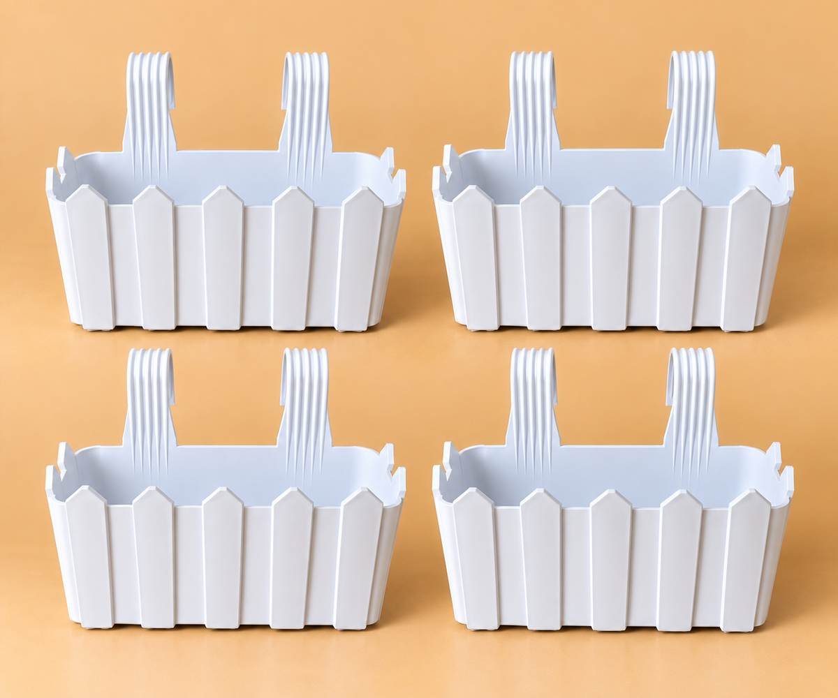 Set of 5 Hanging Plastic Pots,  11 Inch Length -  6 Inch Height - 5 Inch Width