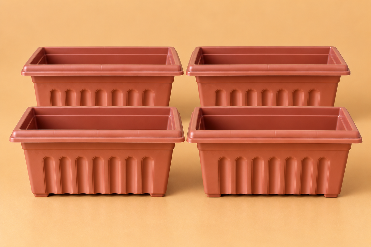 Set of 5 Plastic Pots,  16 Inch Length - 6 Inch Width -  7 Inch Height