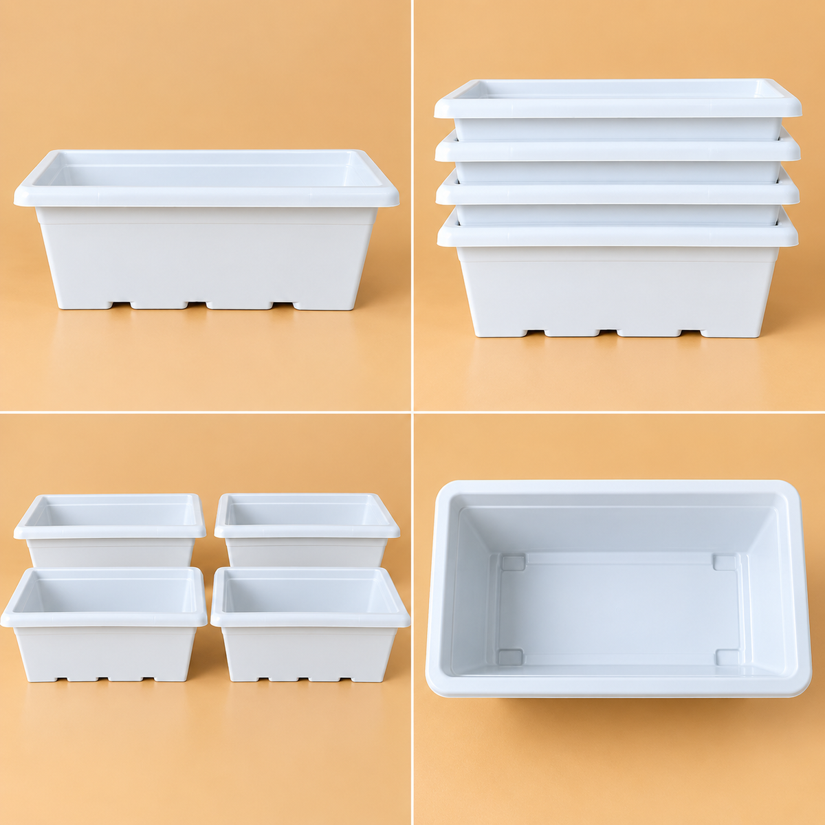Set of 5 Plastic Pots,  Length 24 - 10 Inch Width -  9 Inch Height