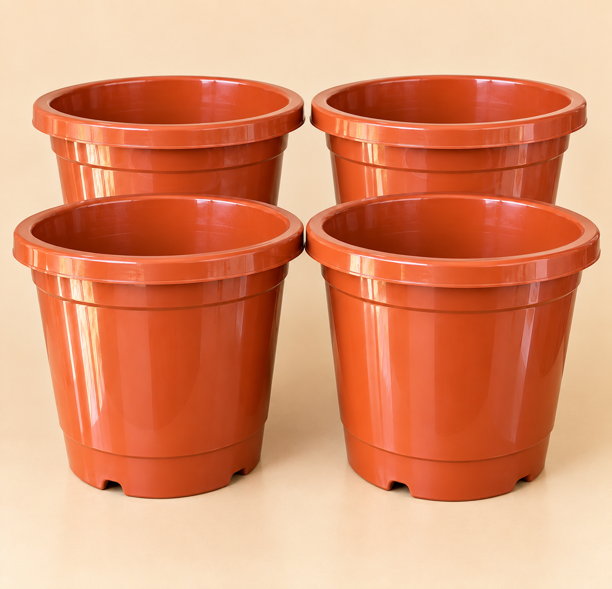 Set of 5 Plastic Pots,  16 Inch Width -  14 Inch Height