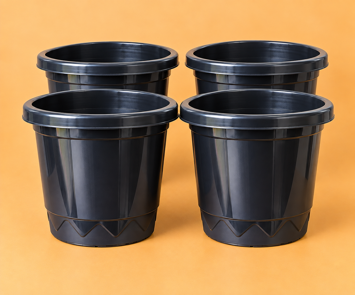Set of 5 Plastic Pots,  16 Inch Width -  14 Inch Height