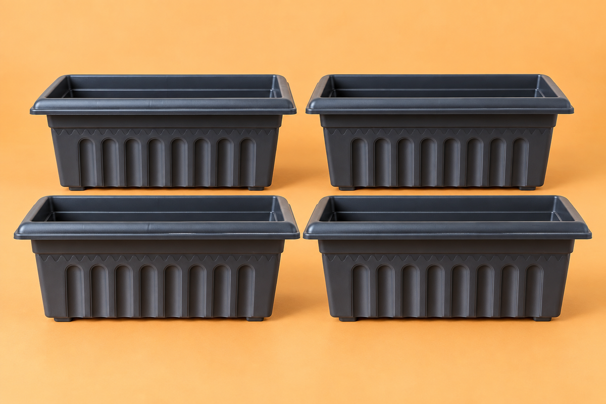 Set of 5 Plastic Pots,  16 Inch Length - 6 Inch Width -  7 Inch Height