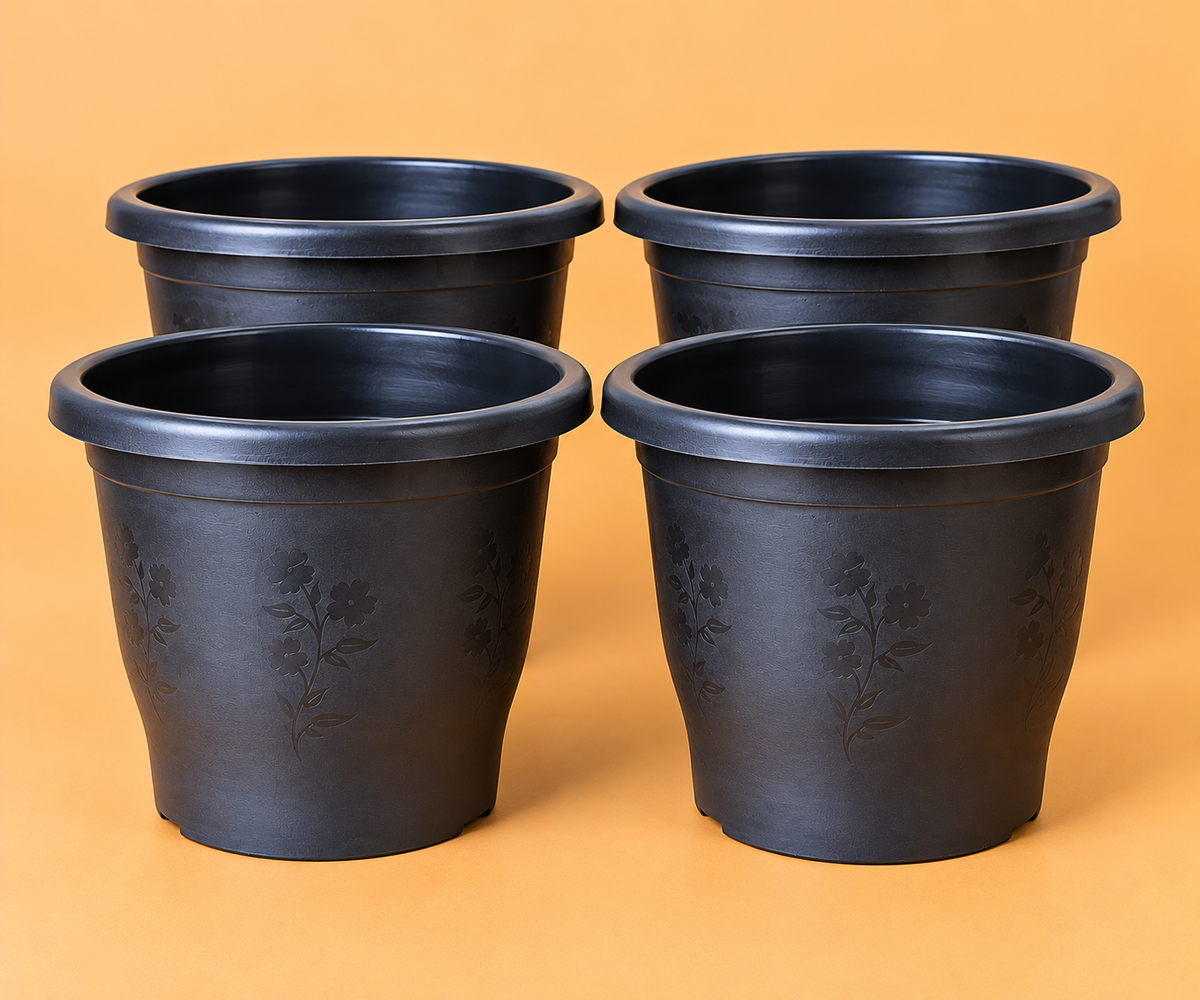 Set of 5 Plastic Pots,  10 Inch Width -  7.5 Inch Height