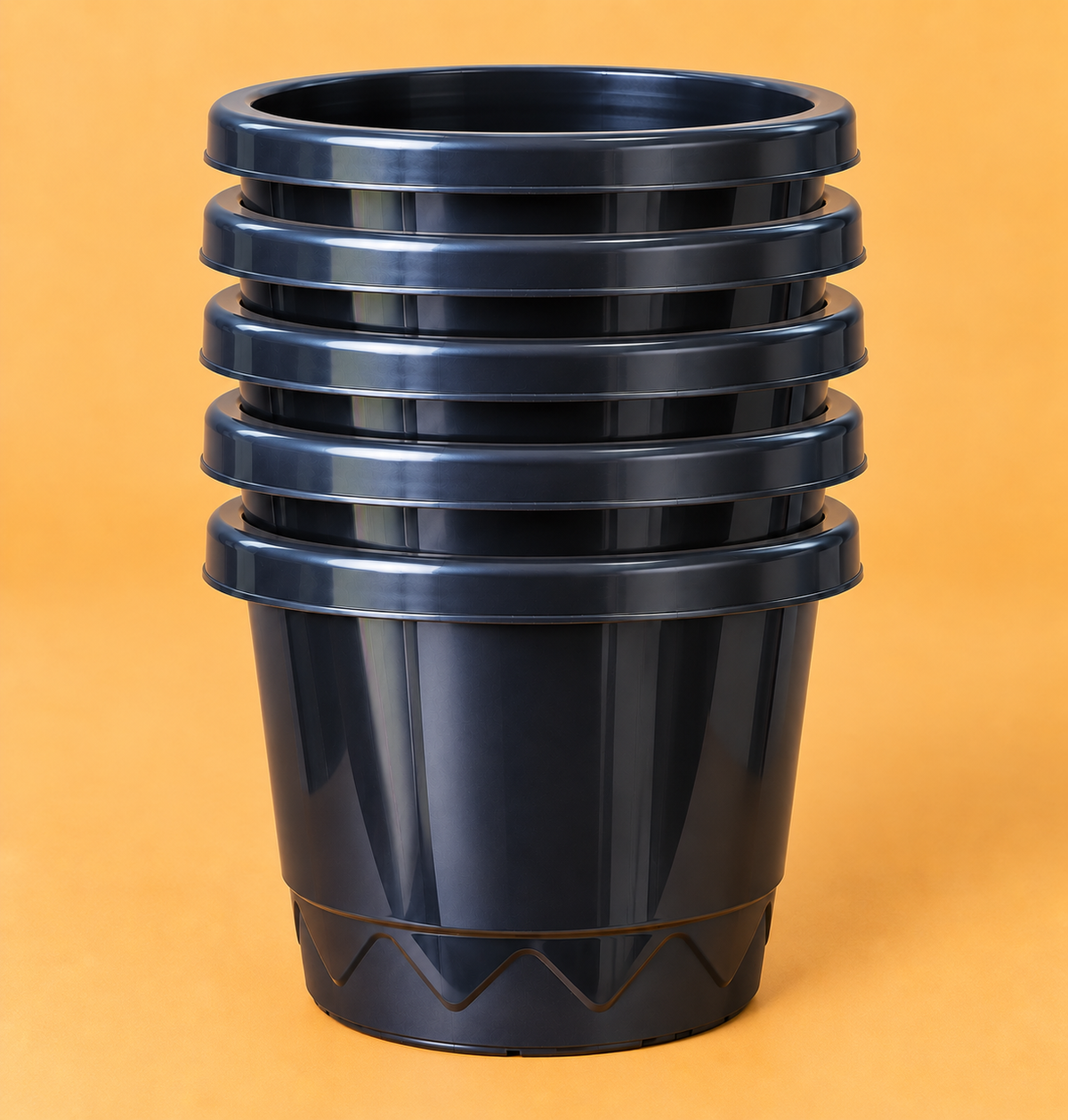 Set of 5 Plastic Pots,  16 Inch Width -  14 Inch Height