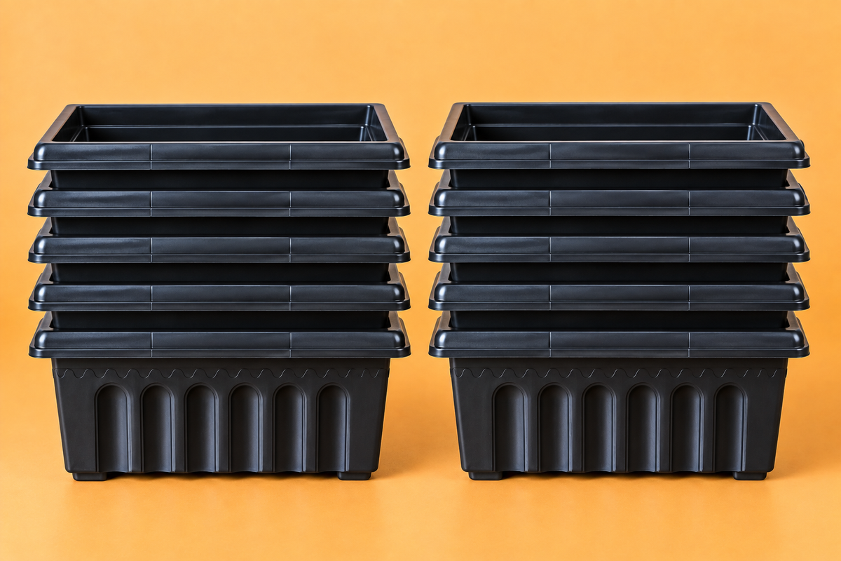 Set of 5 Plastic Pots,  16 Inch Length - 6 Inch Width -  7 Inch Height