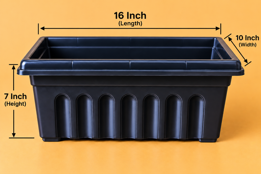 Set of 5 Plastic Pots,  16 Inch Length - 6 Inch Width -  7 Inch Height