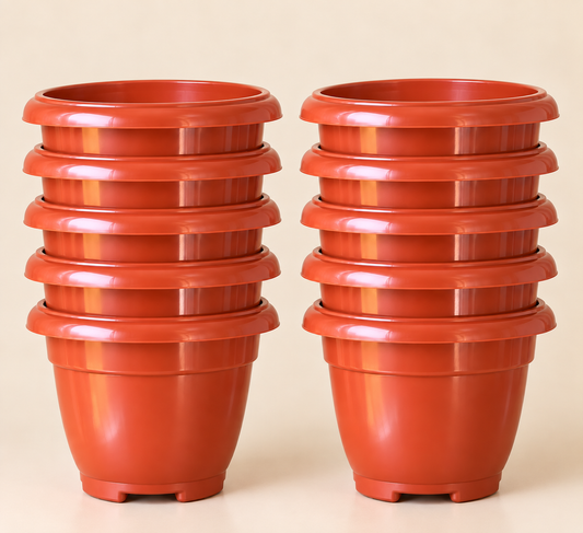 Set of 10 Plastic Pots,  14 Inch Width -  13 inch Height