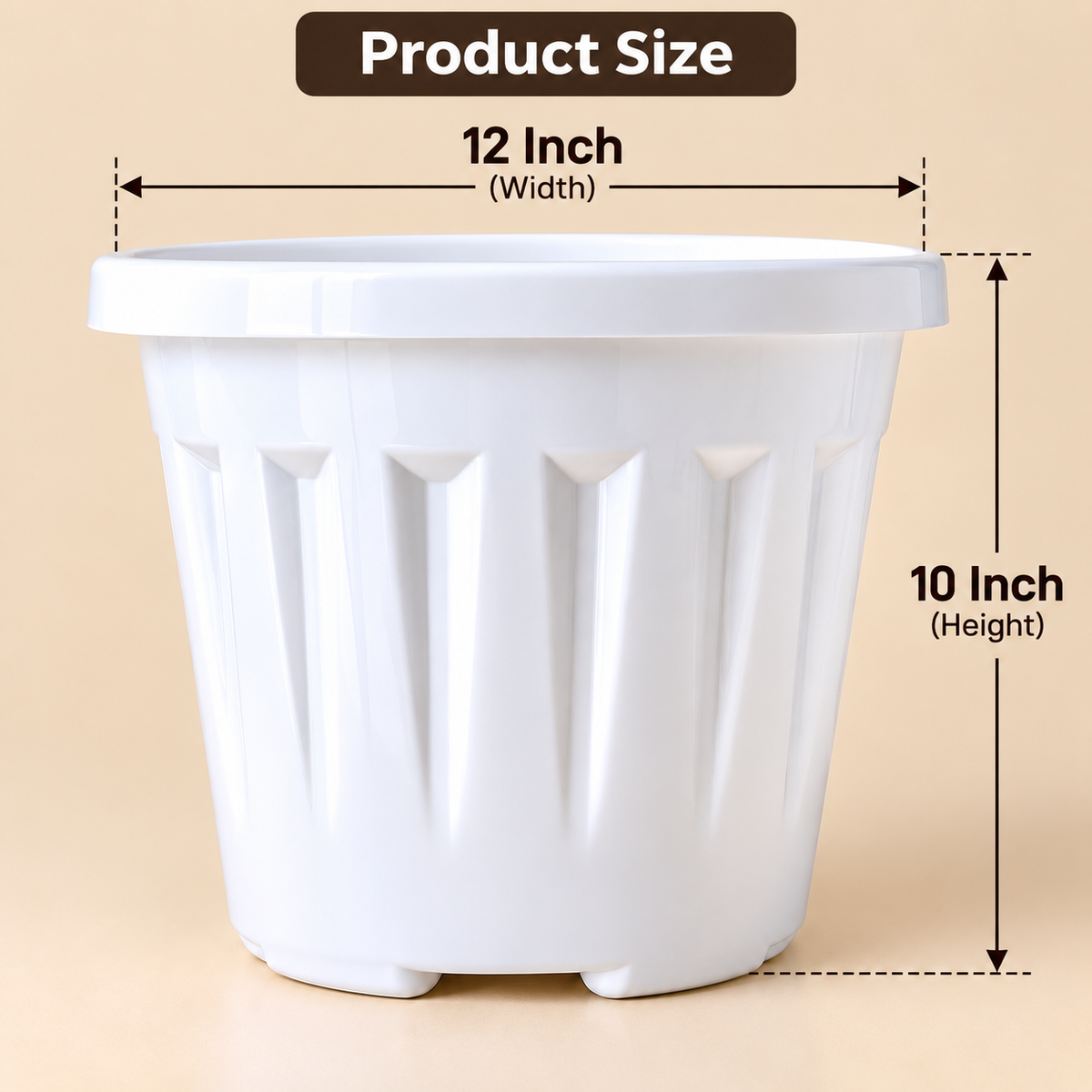 Set of 5 Plastic Pots,   12 Inch Width -  10 inch Height