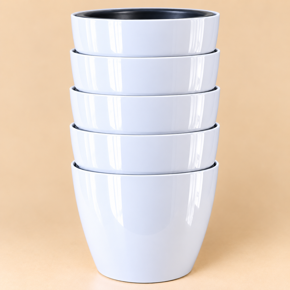 Set of 5 Self Watering Plastic Pots,   14 Inch Width -  12 Inch Height