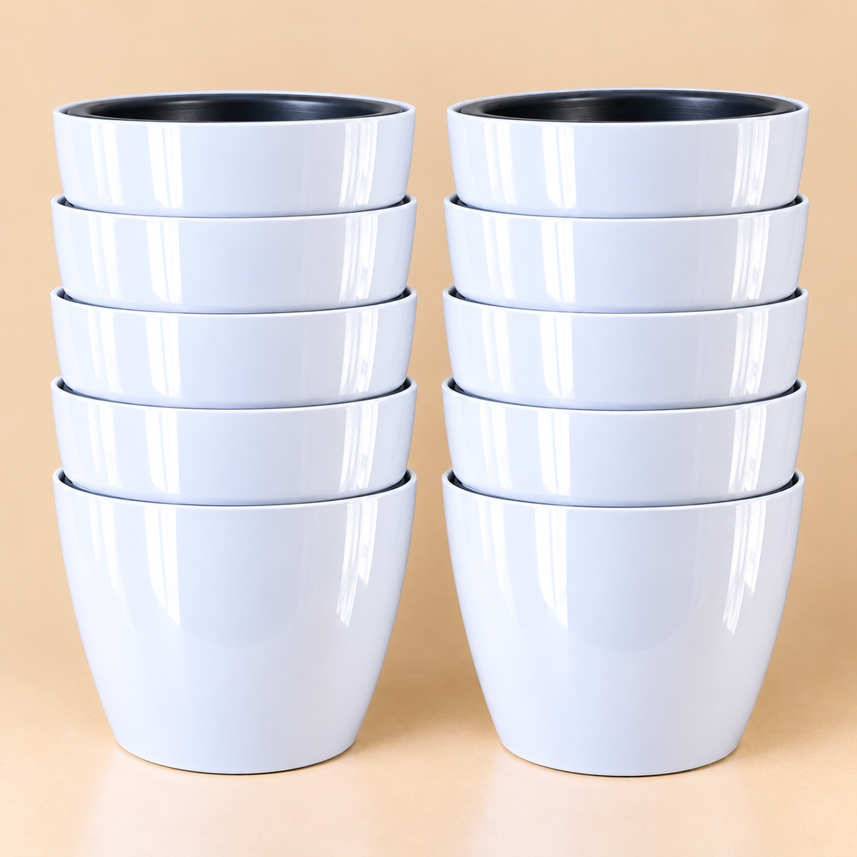 Set of 5 Self Watering Plastic Pots,   11 Inch Width -  9.5 Inch Height