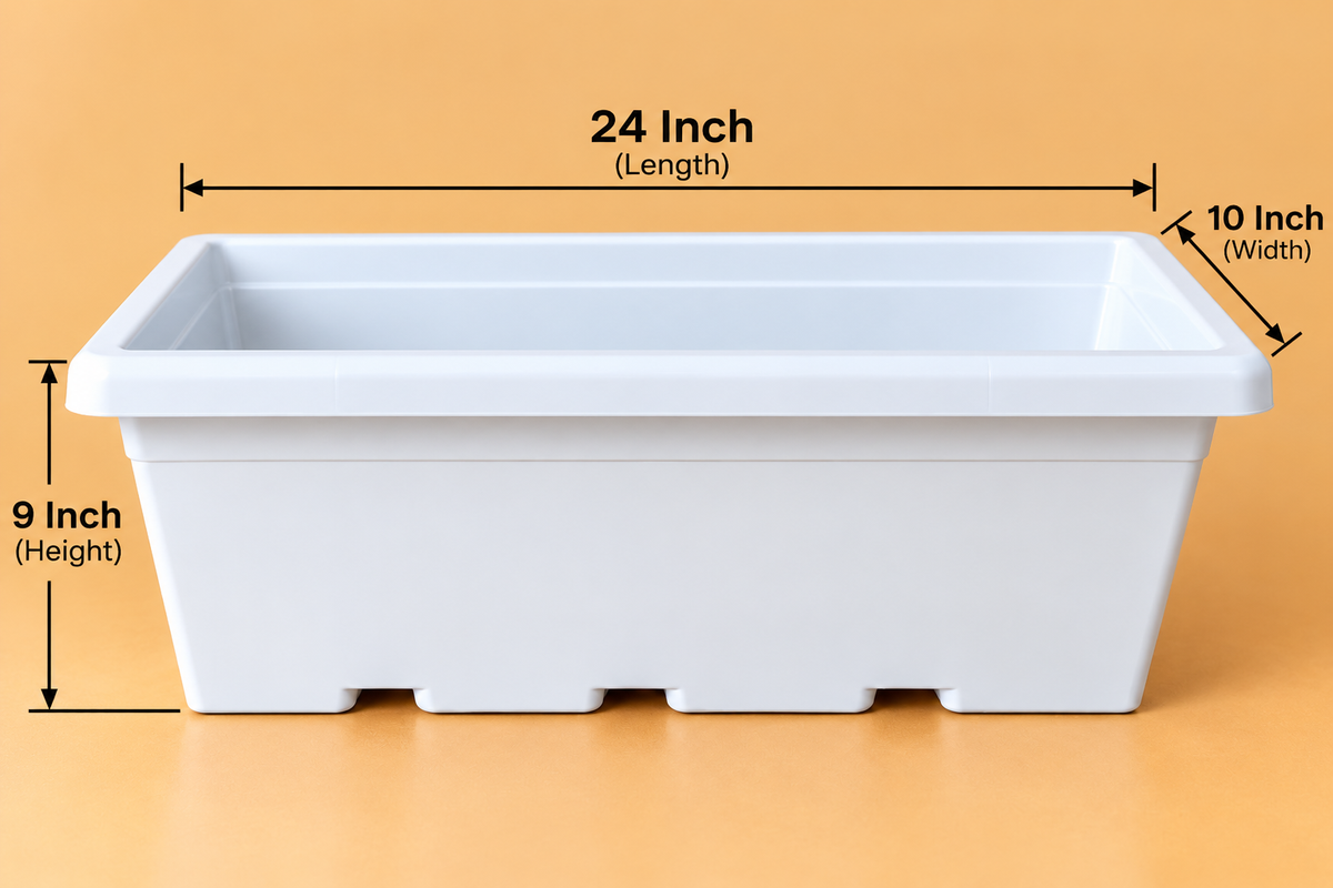 Set of 5 Plastic Pots,  Length 24 - 10 Inch Width -  9 Inch Height