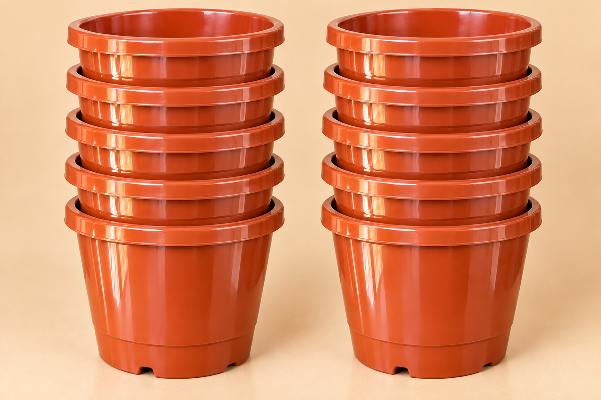 Set of 5 Plastic Pots,  16 Inch Width -  14 Inch Height