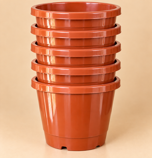 Set of 5 Plastic Pots,  16 Inch Width -  14 Inch Height