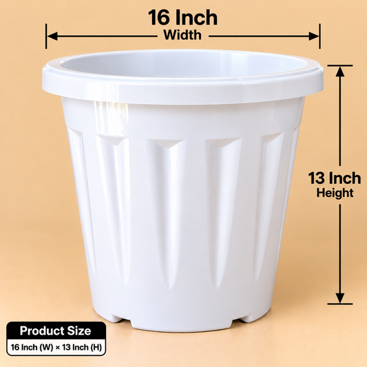 Set of 5 Plastic Pots,  16 Inch Width -  13 Inch Height