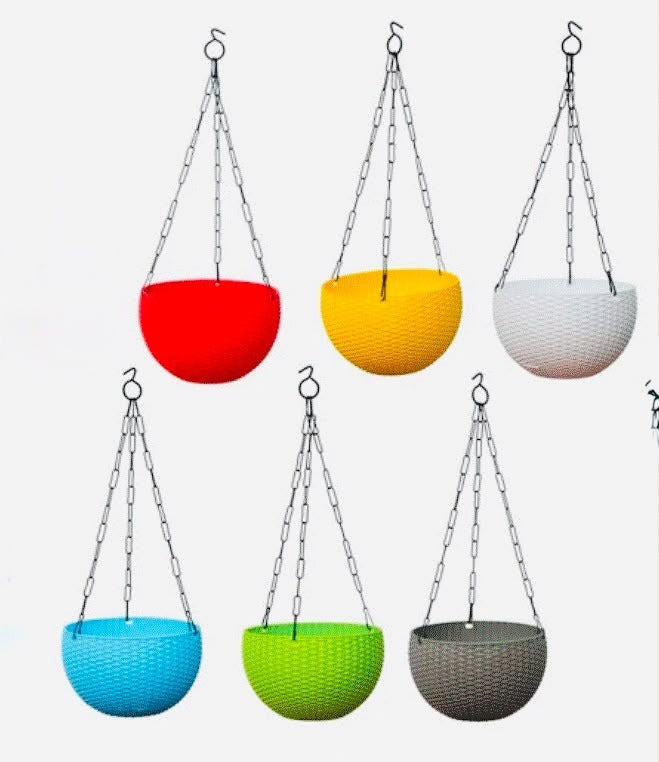Set of 6 Hanging Plastic Pots, 6.8 Inch Width -  4.5 Inch Height