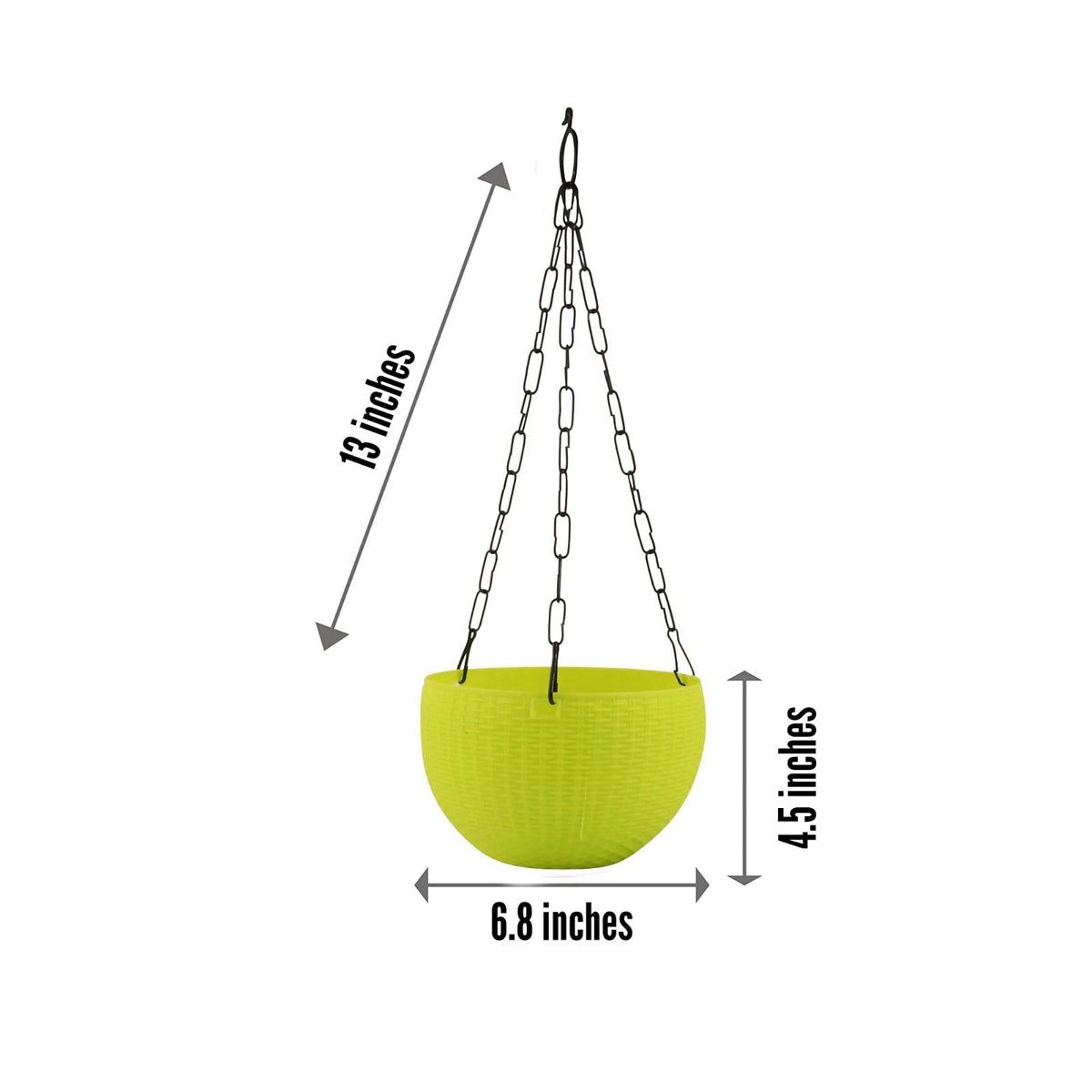 Set of 6 Hanging Plastic Pots, 6.8 Inch Width -  4.5 Inch Height
