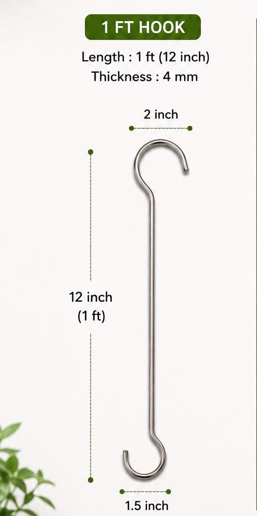 Stainless Steel Plant Extension Hook (1 ft)